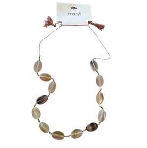 NWT Macy's Long Beachy Boho Layering Necklace In Natural Earthtones